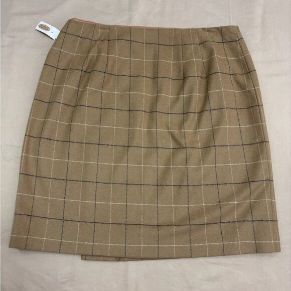 NWT Talbots Women’s Wool Blend Tan Plaid Wrap Skirt Size 16 - Picture 9 of 9